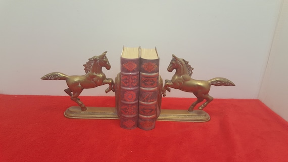 Vintage solid brass horse bookends, horse bookends, bookends