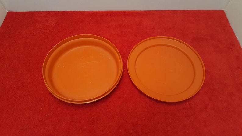 vintage tupperware bowl set of 2 medium Seal-N-Serve set 1 yellow #1337 1 orange tupperware #1336