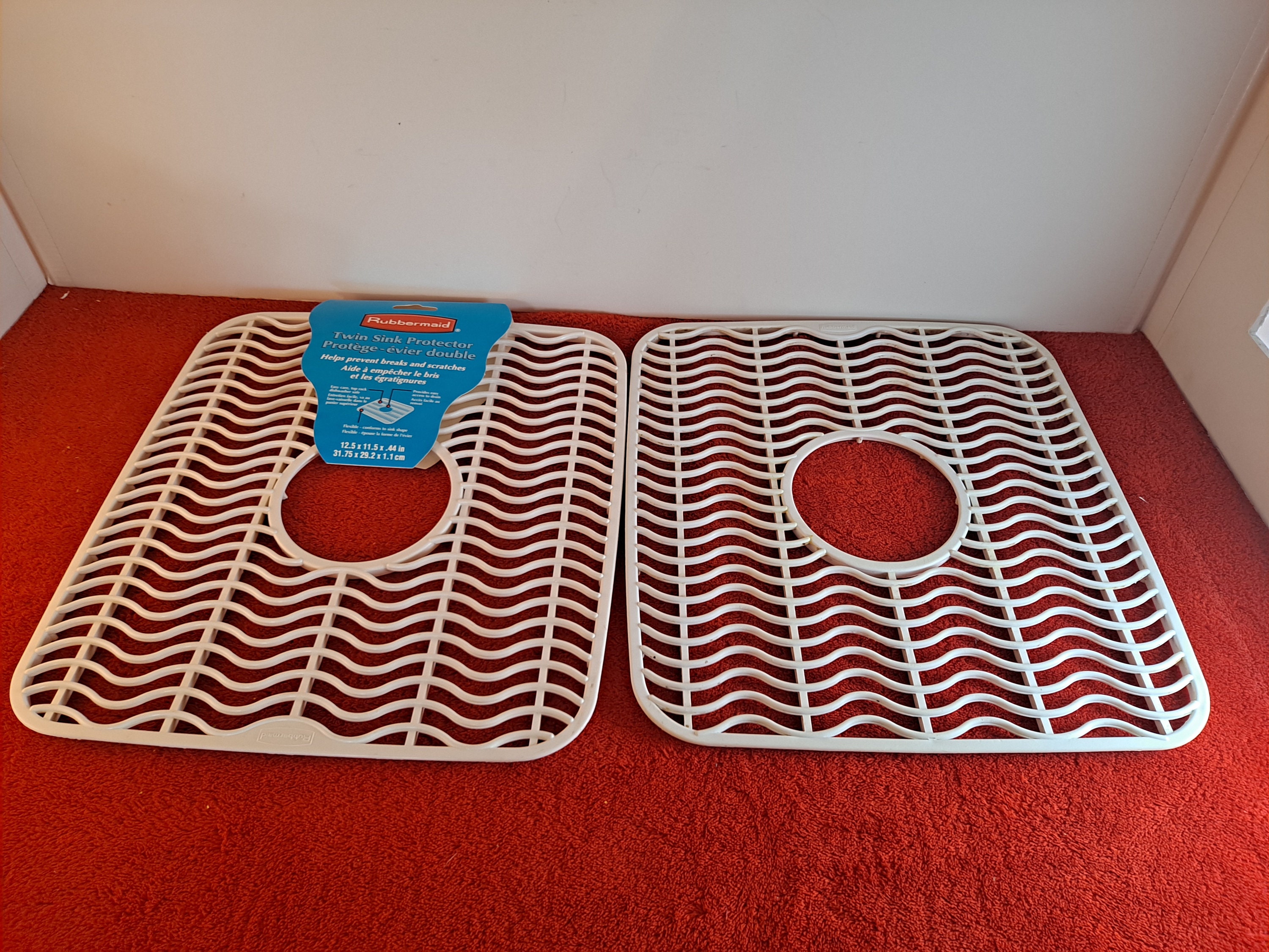 Vintage Rubbermaid Sink Mat, Twin Sink Protector Set of 2, Rubbermaid 1295  