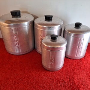 Vintage Metasco 4 piece aluminum canister set