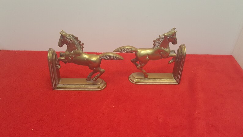 Vintage solid brass horse bookends, horse bookends, bookends image 7