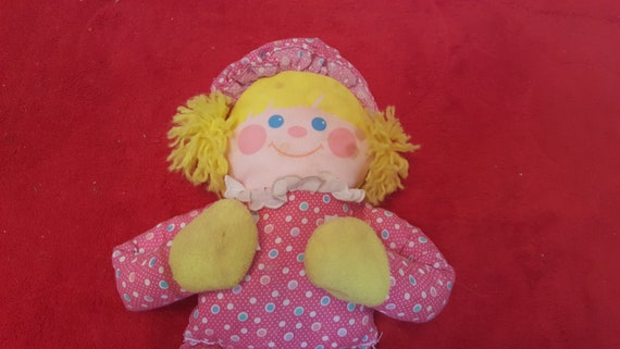 Vintage Fisher Price Doll Crib Toy Pink Rattle And Squeak Etsy