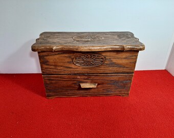 Vintage drawer organizer / faux wood drawer / lerner organizer, recipe box, desk organizer,  sewing box, free shipping