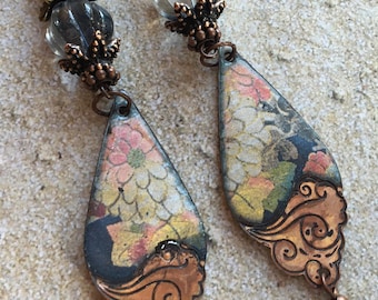 Artisan Enameled Copper Earrings Gifts for Her Gift Ideas