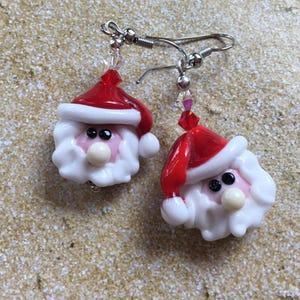 Lampwork Christmas Earrings: Swarovski Crystal Holiday Jewelry-Drop 2&quot;