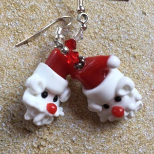 Lampwork Christmas Earrings: Swarovski Crystal Holiday Jewelry-Drop 2&quot;