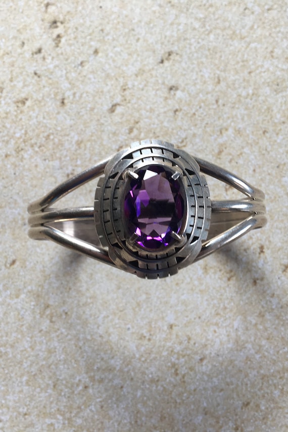 Vintage Amethyst Bracelet, Sterling Vintage Jewelr