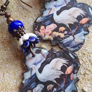 Artisan Enameled Copper Earrings, Gifts for Her Gift Ideas, DROP LENGTH IS 3&quot;
