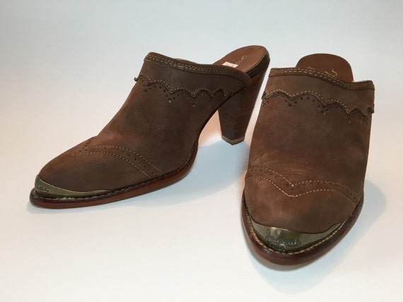 Deadstock 70's Zodiac Leather western Clogs size
