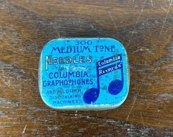 Antique Columbia Gramophone Needle Tin Medium Tone No Needles Inside