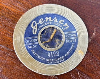 Antique Jensen Phonograph Needle in Original Round Record Shaped Packaging Unused