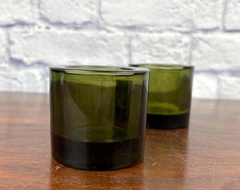 Marimekko Iittala Kivi Forest Green Glass Votive Holders Set of Two 60mm