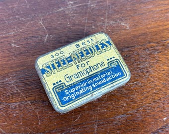 Antique 300 Best Gramophone Steel Needle Tin Needles Inside