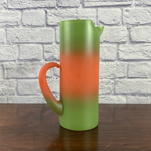 Blendo Orange and Green Glass Pitcher with Handle and Ice Lip Ombre Colorful Glassware