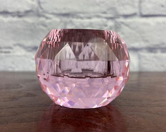Oleg Cassini Pink Diamond Cut Round Votive Holder