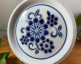 Mikasa Light N Lively Sea Isle Salad Plate Blue Floral 1970s Pattern Vintage Boho Design D5952