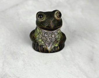 Vintage Cloisonne Frog Figurine Hand-Decorated