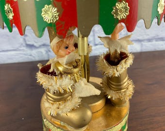 Vintage Japanese Pixie Elves in Gold Boots Christmas Musical