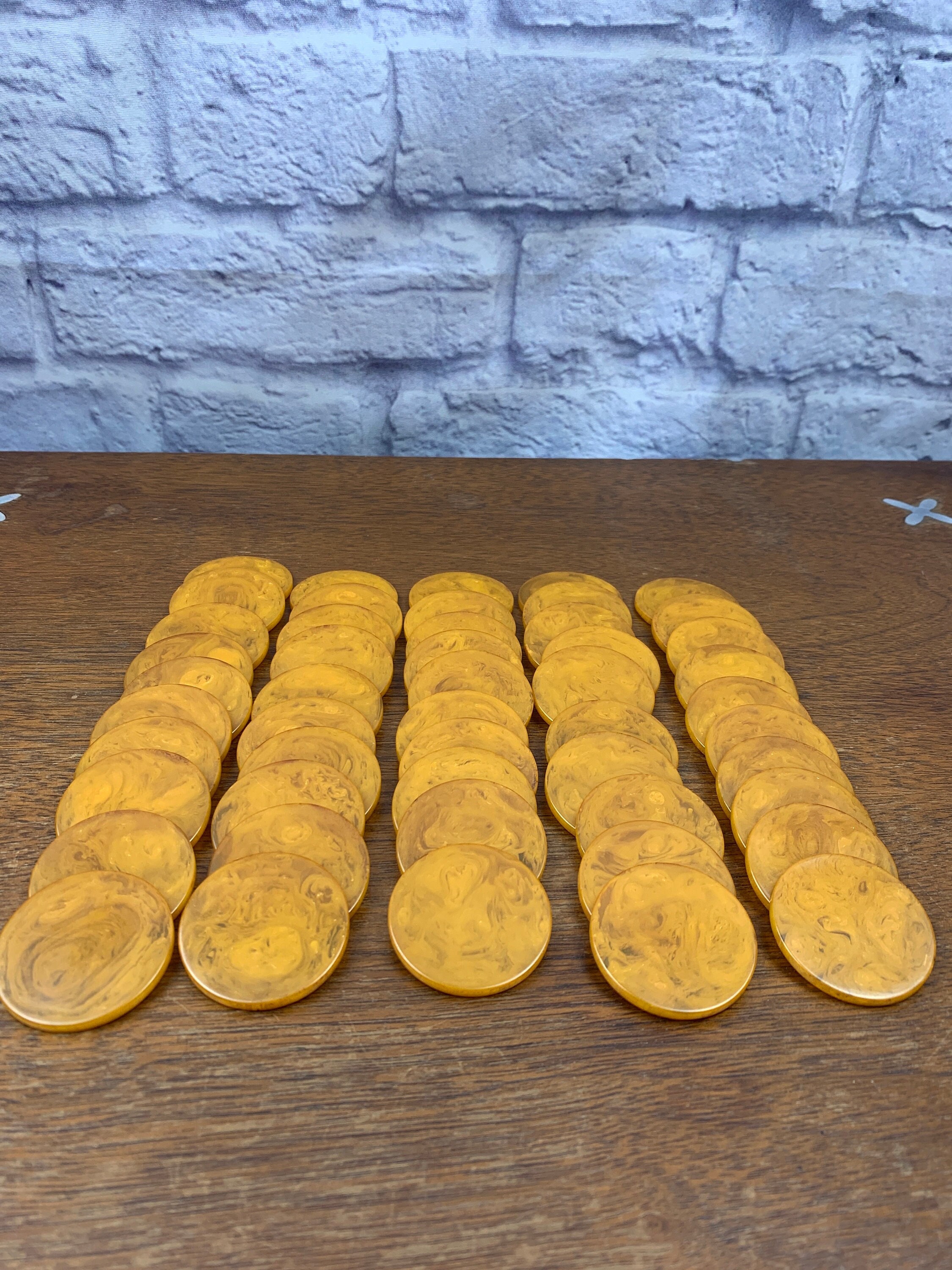 Butterscotch Bakelite or Catalin Poker Chips Set of 40 Vintage Pieces