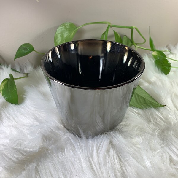 Vintage Queens Lusterware Ice Bucket Silver Ombre Mid Century Barware
