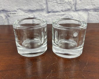 Marimekko Iittala Kivi Pair of Clear Glass Votive Holders  60mm
