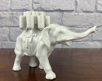 Porcelain Elephant Cigarette Dispenser Holder Art Deco Bavaria Solid White Rare and Hard to Find