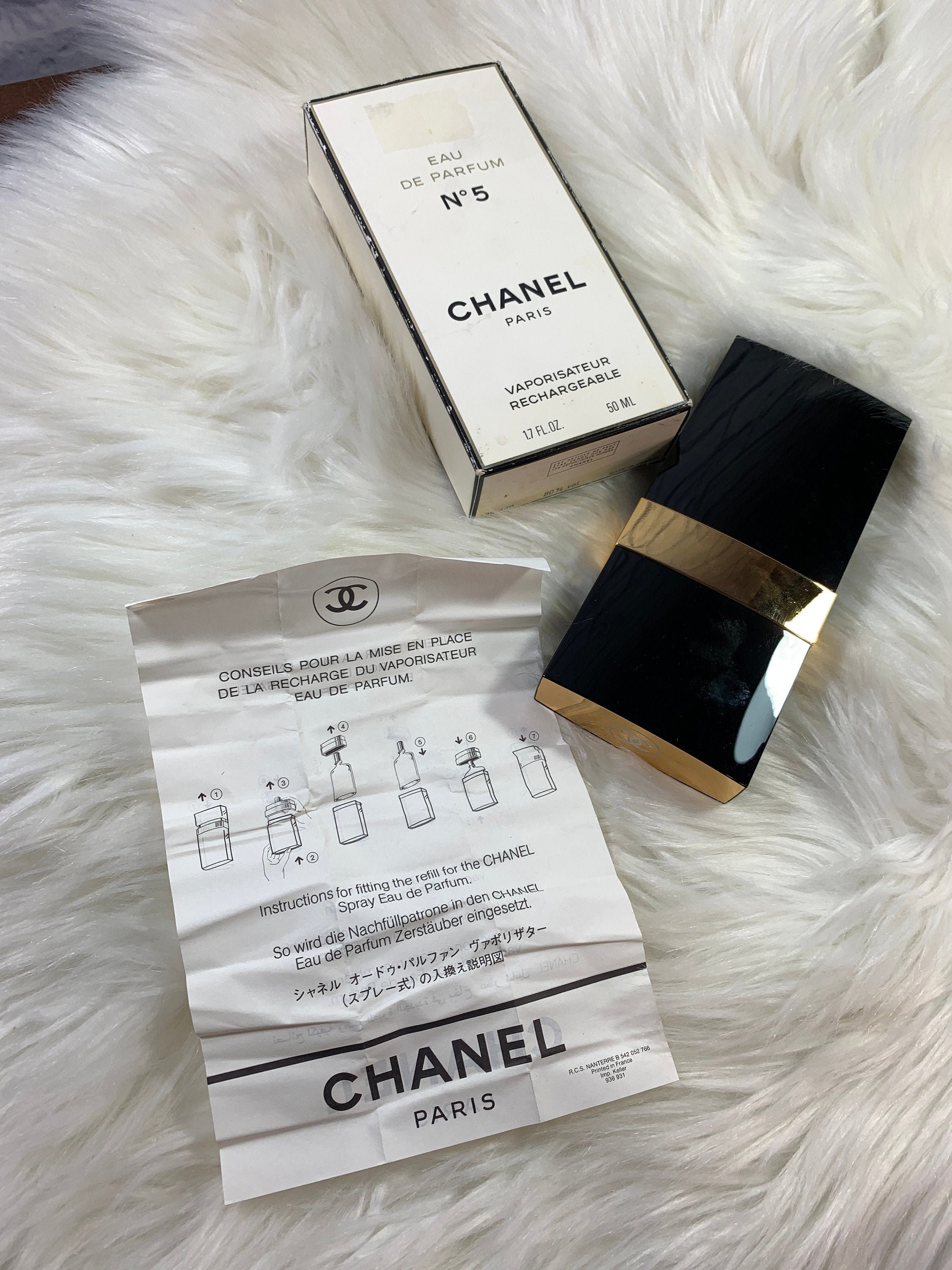 Vintage Chanel No 5 Eau De Parfum 50 ML Refillable Spray Black 