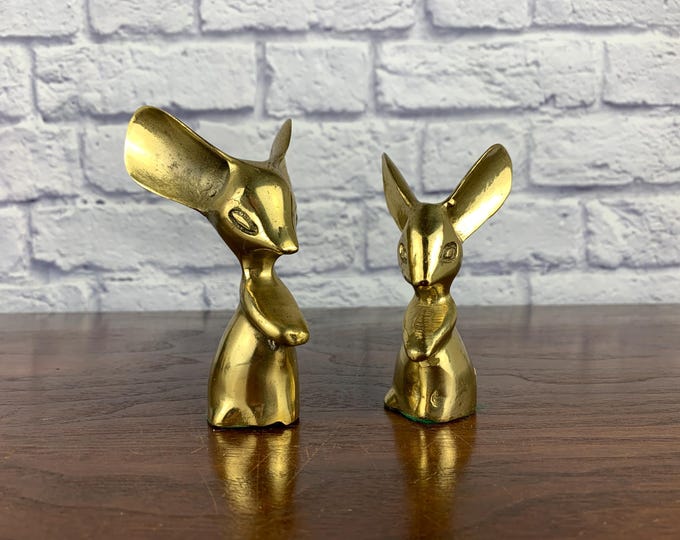 Featured listing image: Pair of Vintage Brass Mice with Big Ears Mid Century Christmas and Winter Bohemian Home Decor