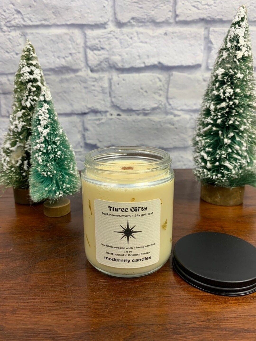 Frankincense, Myrrh, and 24k Gold Flakes Crueltyfree Crackling Wooden