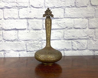 Heavy Bronze Decanter with Persian Tree of Life Stopper