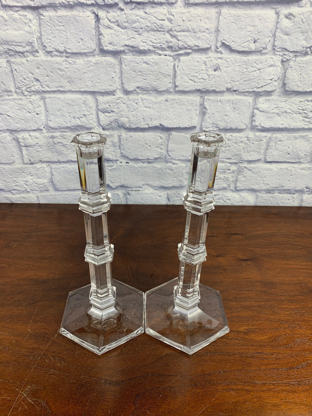 Pair of Tiffany and Co. Crystal Candlesticks Windham Hexagonal Etsy
