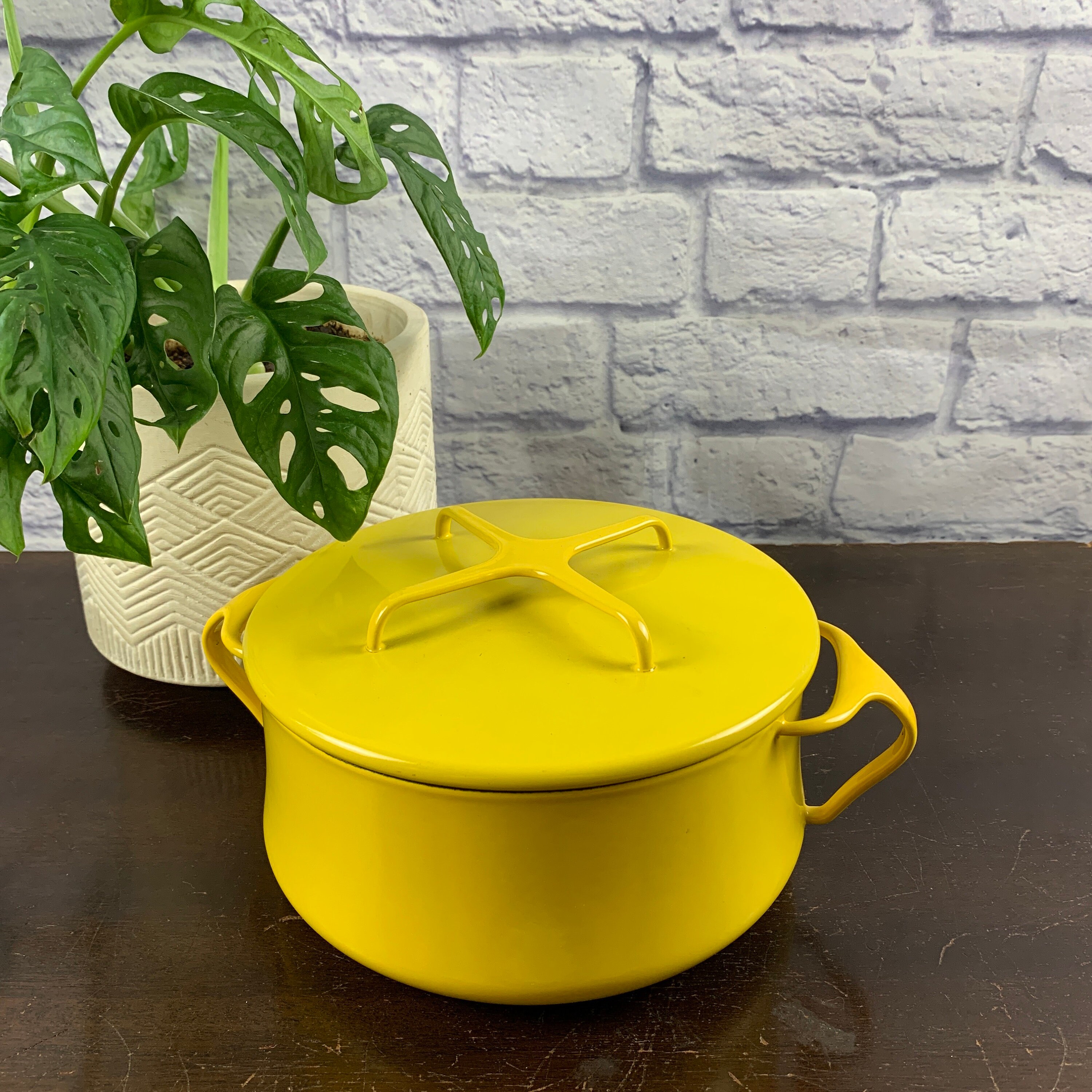 Yellow Dansk Design IHQ 2QT Dutch Oven with Lid Kobenstyle Made in