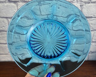 Antique Blue Luncheon Plates by Imperial Glass Ohio Old Williamsburg Set of 10