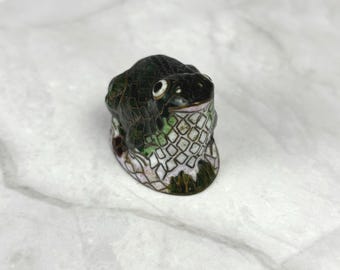 Vintage Cloisonne Frog Figurine Hand-Decorated