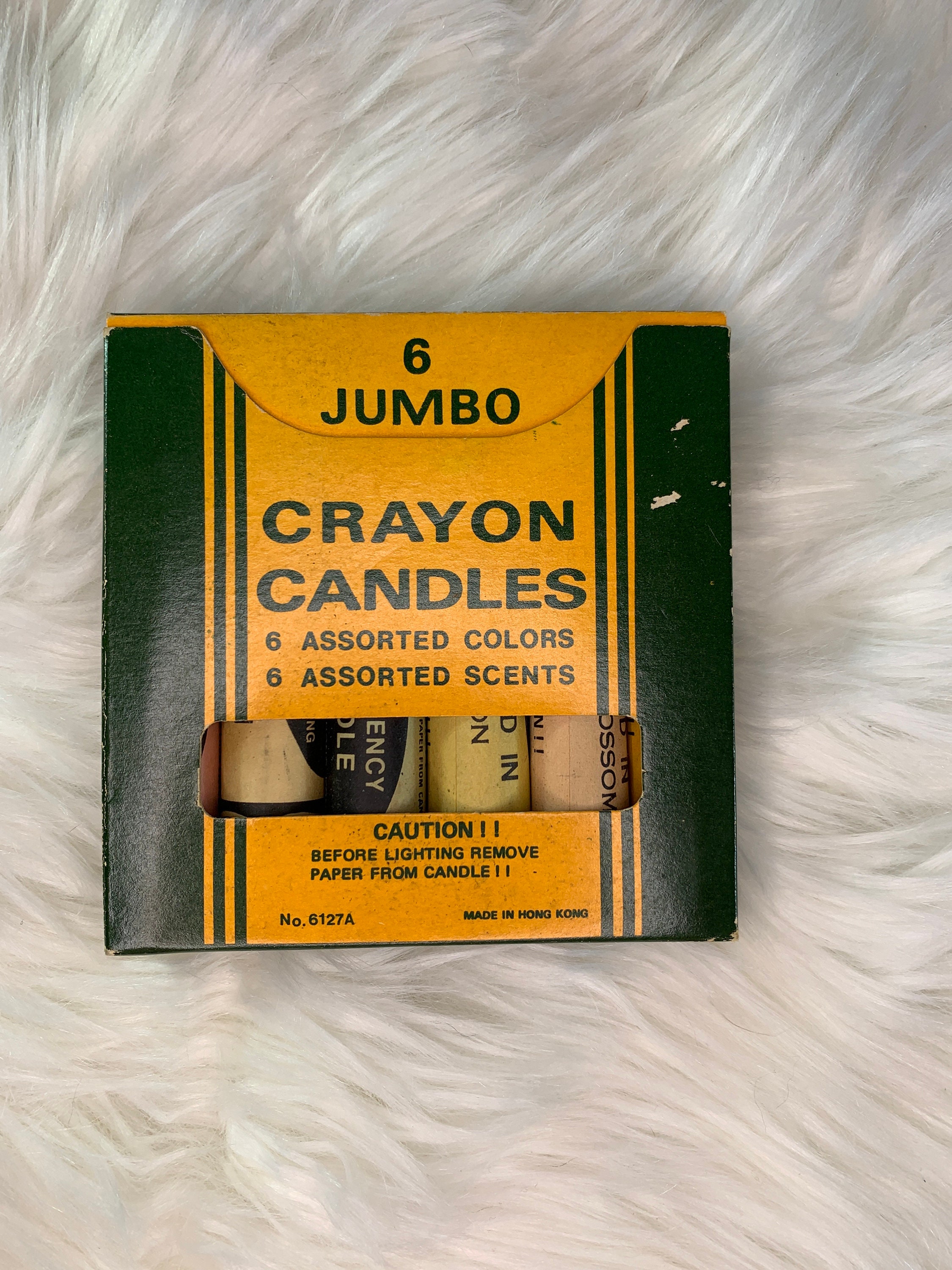 Vintage Jumbo Scented Crayon Candles in Box Set of 6 1970s Emergency