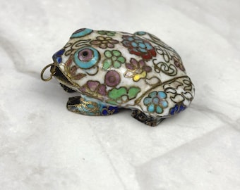 Vintage Cloisonne Frog Figurine Hand-Decorated