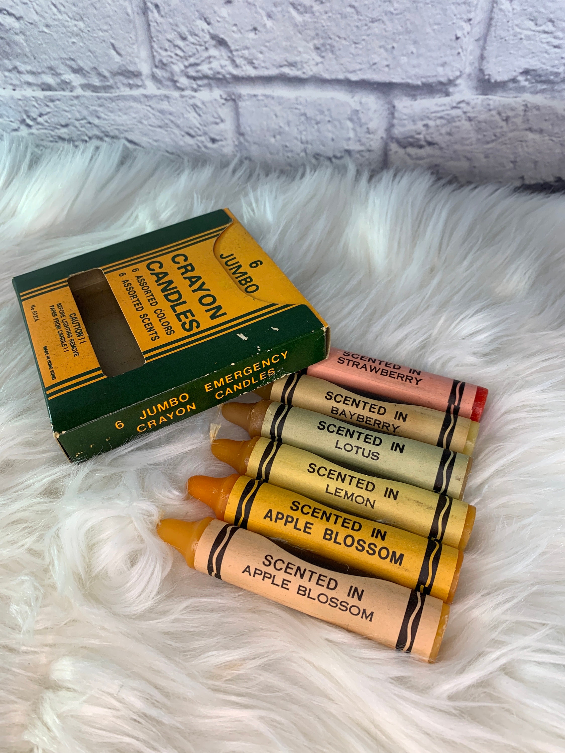 Vintage Jumbo Scented Crayon Candles in Box Set of 6 1970s Emergency