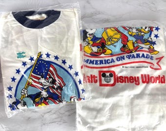 Vintage Walt Disney World T-Shirt NOS in Original Bag With Price Sticker America on Parade 1976 Bicentennial Print Tropix Togs Dead Stock