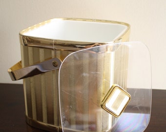 Glam Gold Culver Ice Bucket Hollywood Regency Mid Century Modern Vintage