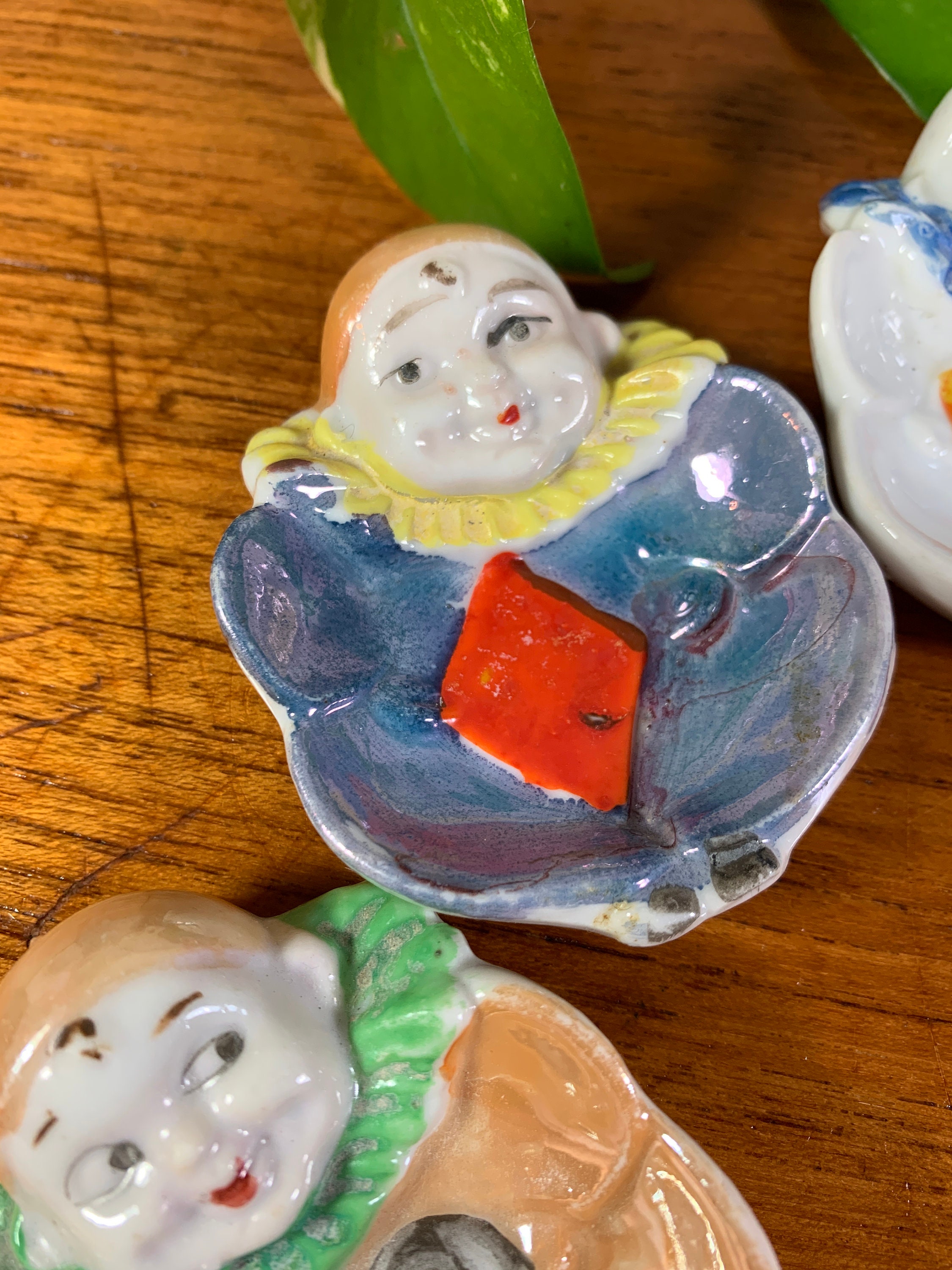 Lusterware Playing Card Suit Clown Mini Ashtray Bridge Set Made in