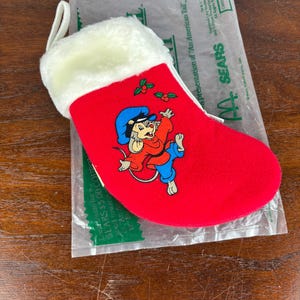 Vintage An American Tail Fivel-strumpa i originalpåse från 1980-talet, Sears juldekoration