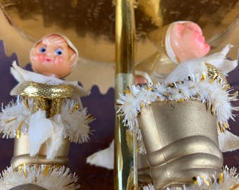 Vintage Japanese Pixie Elves in Gold Boots Christmas Musical