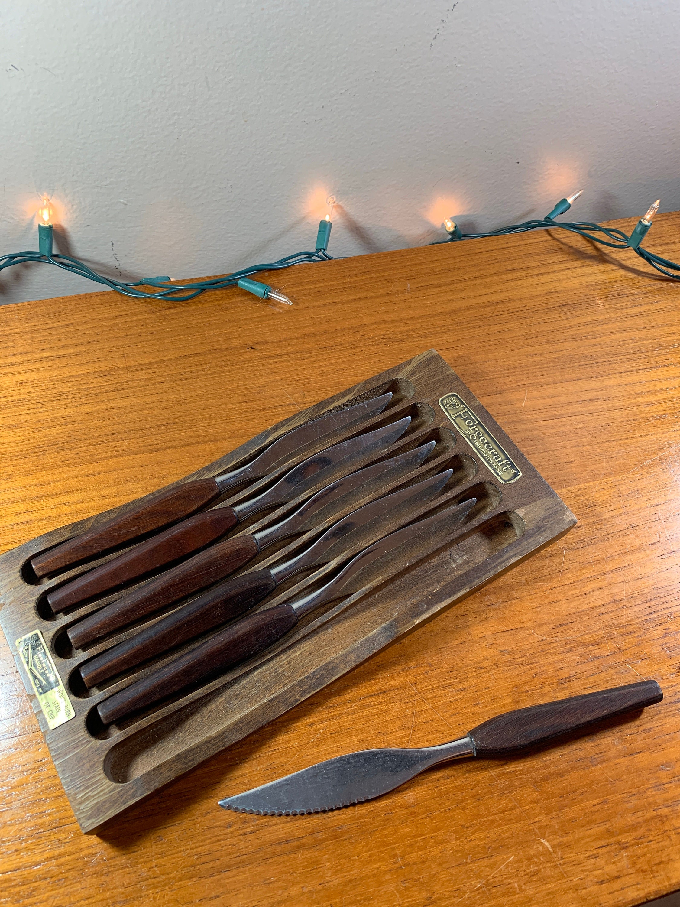 Steak Knife Set of 6 by Washington in Wooden Box