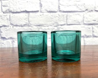 Marimekko Iittala Kivi Rare Mondongreen Glass Votive Holders Set of Two 60mm