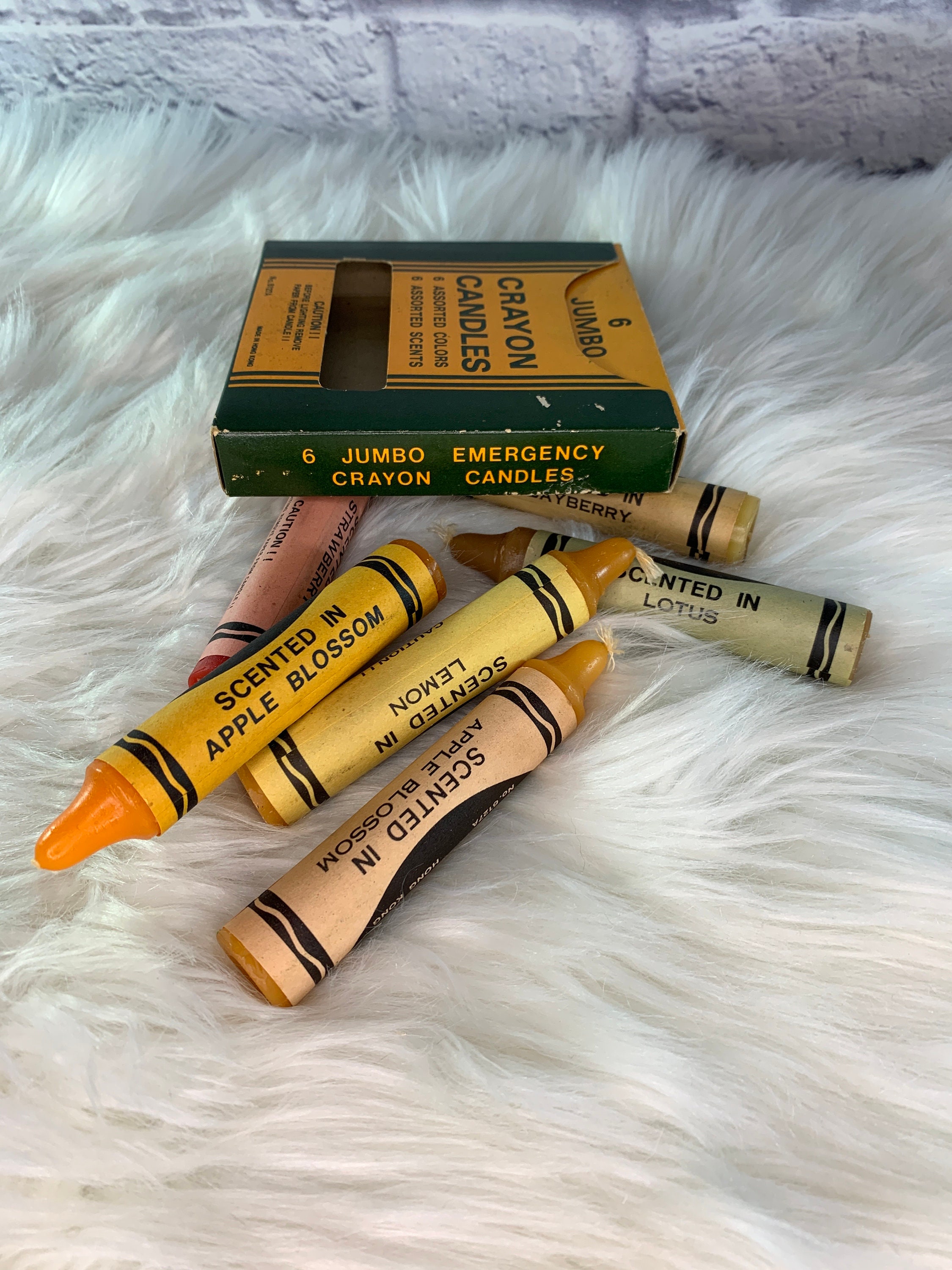 Vintage Jumbo Scented Crayon Candles in Box Set of 6 1970s Emergency