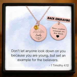 Teen baptism gift, Christian jewelry, Teen baptism necklace, Personalized engraved pendant, Baptism keepsake gift