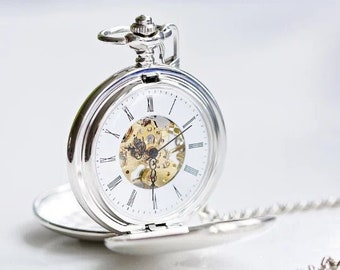 Personalized Engraved Dual Opening Pocket Watch, Groomsmen Best Man, Wedding Party Gifts, Anniversary Gift, Gift For Husband/Dad/Father