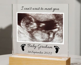 Personalised New Baby Gifts, Grandparent Gifts, Ultrasound Picture Display, Pregnancy Announcement Keepsake, Acrylic Plaque