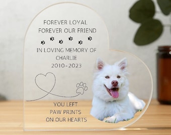 Pet Memorial Acrylic Heart Plaque | Pet Loss Frame, Loss of Dog Gift, Loss of Cat Gift, In Loving Memory, Pet Bereavement Gift