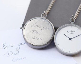 Engraved Pocket Watch | Personalized Pocket Watch | Custom Pocket Watch | Handwriting Gift for Men